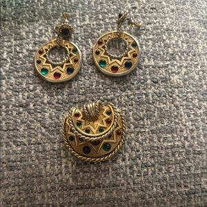 Vibrant Gold and Multicolor Gemstone Earrings